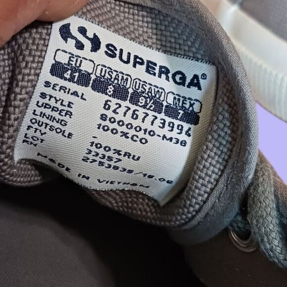 Superga 2750 Cotu Classic Grey Sage Canvas Lace-Up Sneakers Size 9.5 - Picture 13 of 16
